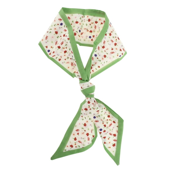 Unique Bargains 1 Pc Scarf Headband Flower Neck Scarf for Women Green Red