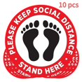 thumbnail image 2 of Social Distancing Floor Signs Decals [10 Pack]Stand Here Floor Stickers Social Distancing Sign Safety Signs for Businesses 6 feet Distance Floor Sign, 2 of 5