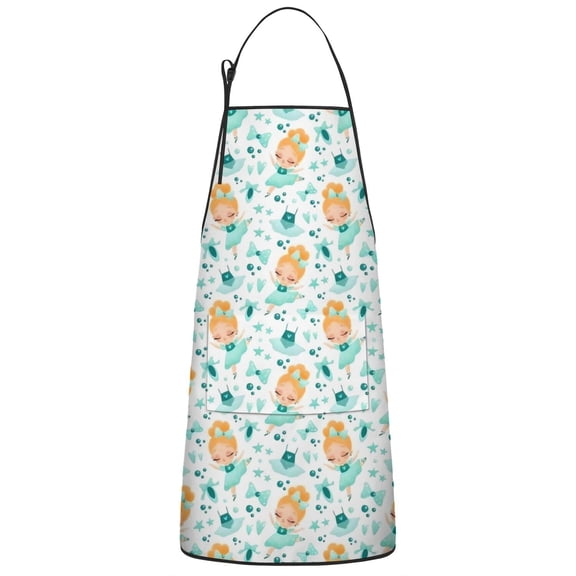 Ballerina Princess Pattern Apron-Garden Aprons for Women with Pockets-Cotton Linen Waterproof Kitchen Cooking Gardening Aprons Adjustable for Kitchen,Cooking,BBQ and Salon 33x27 Inch