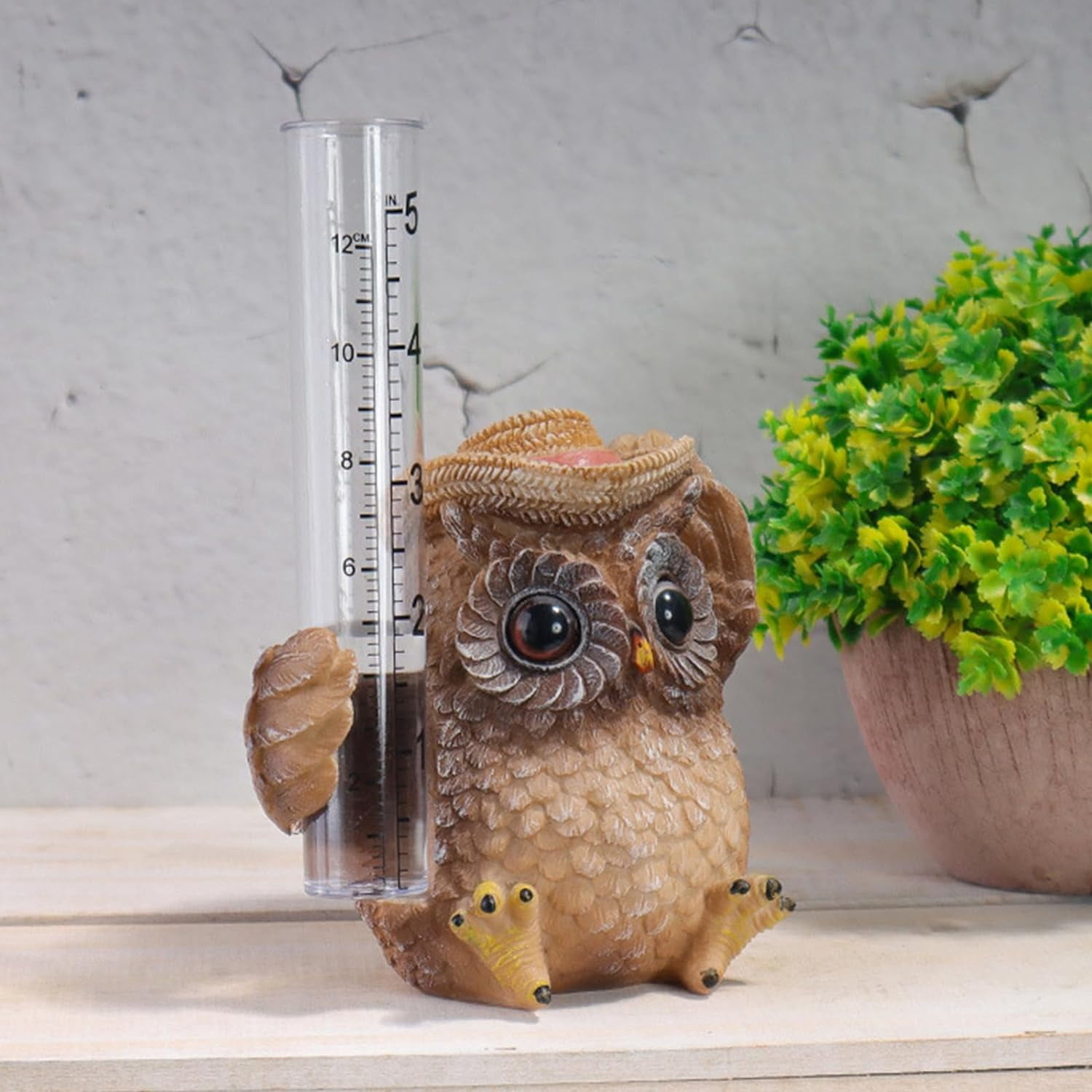 Melvexa Outdoor Rain Gauge Garden-Patio Yard Ornament with Tube Bridge Collection Owl Raingauge Yard Decoration(2PC))