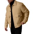 thumbnail image 5 of LODIENY Men Tweed Jacket Fleece Shacket Button Down Collared Jackets Warm Winter Coat Long Sleeve Fall Outerwear with Flap Pockets for Casual Daily Khaki XL, 5 of 6