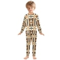 thumbnail image 6 of FORMRS Long Sleeve Top and Pants Pajama Set for Niños 2-Piece Sleepwear, Sizes 18M-8Y, Beige Geometric, 6 of 6