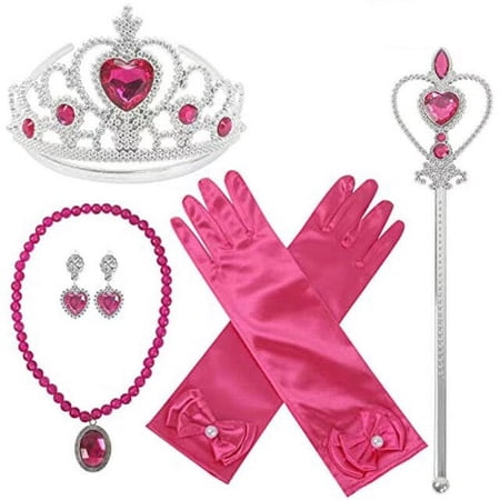 Pysona Kids Magic Wand Crown Frozen Elsa Anna Girls Princess Accessories Cosplay Snow White Rapunzel Tiara Gloves Party Supplies Sets