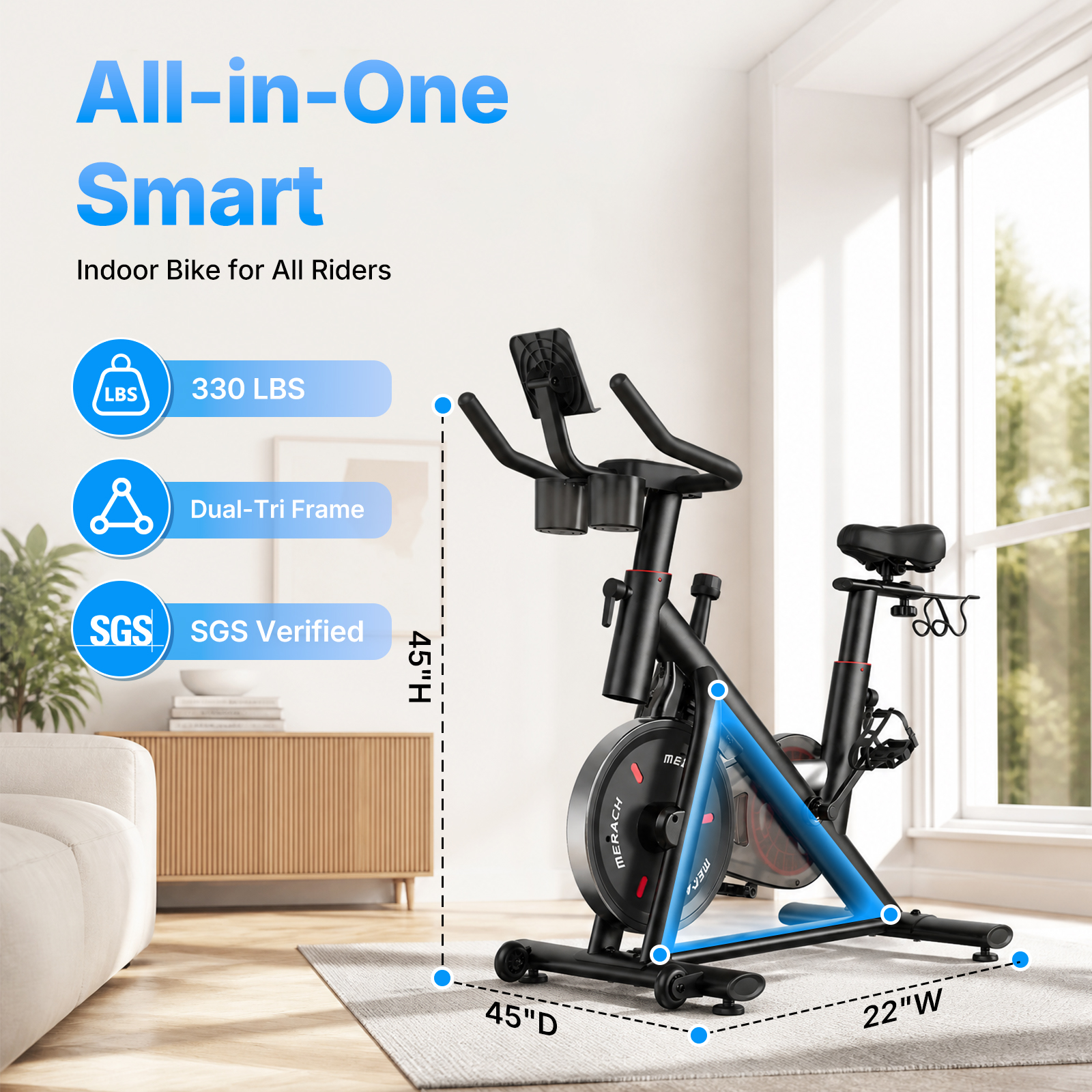 MERACH Magnetic Exercise Bike 330lbs Capacity Quiet photo 6