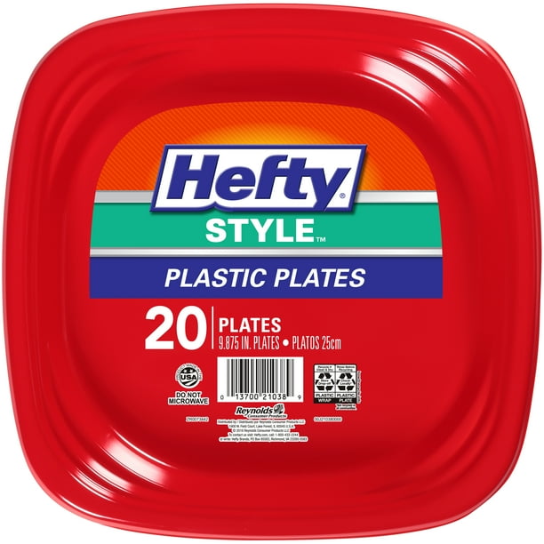 Hefty Style Square Plastic Party Plates, 20 Count