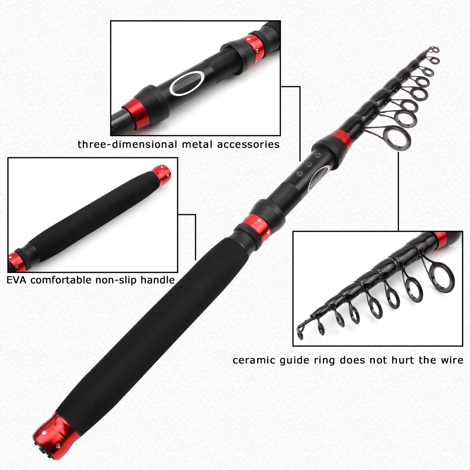 Rock Fishing Rod Carbon Fiber Spinning Telescopic Fishing Rod 1.8M 2.1M 2.4M 3M