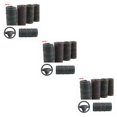 thumbnail image 3 of relayinert Fiber Leather Car Steering Wheel Cover Wheel Cover Anti-slip Embossing Anti-slip Embossing Pattern Auto for Protection Wheel Cover Wine Red 3Set, 3 of 6