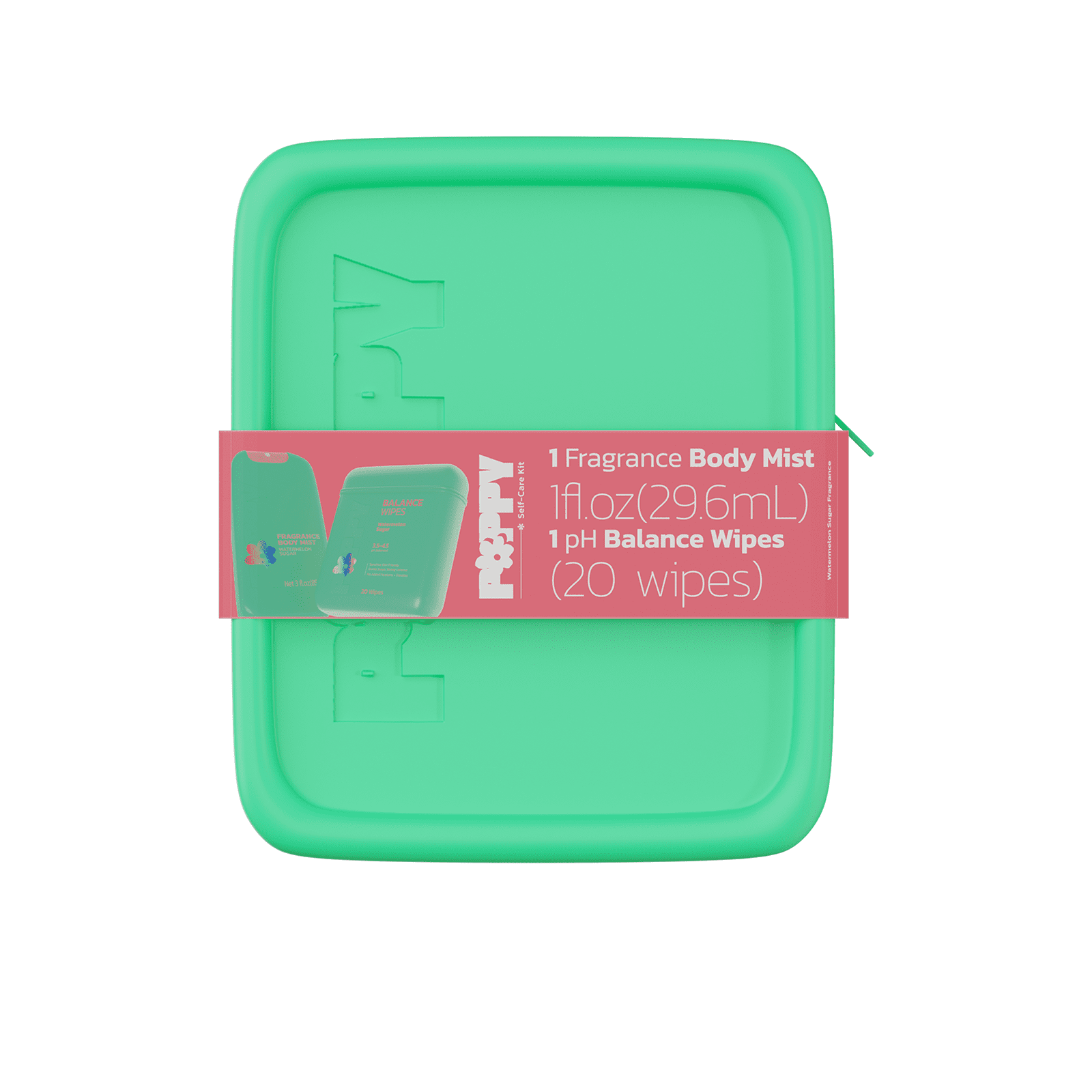 Poppy All-in-One Intimate Care Feminine Hygiene Kit for Women, pH Balance Wipes, Body Mist, Personal Hygiene, 3 Piece
