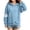 Blue, variant on Ruyang Kids Long Sleeve Hooded Sweatshirt Striped Sleeve Pullover Hoodies Oversized Loose Kangaroo Pocket Sweatshirt for Girls