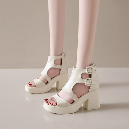 

Pejock Summer Sandals Savings Clearance 2023! Women s Chunk Low Heel Pump Sandals Thick Heel Thick Bottom Buckle Sandals