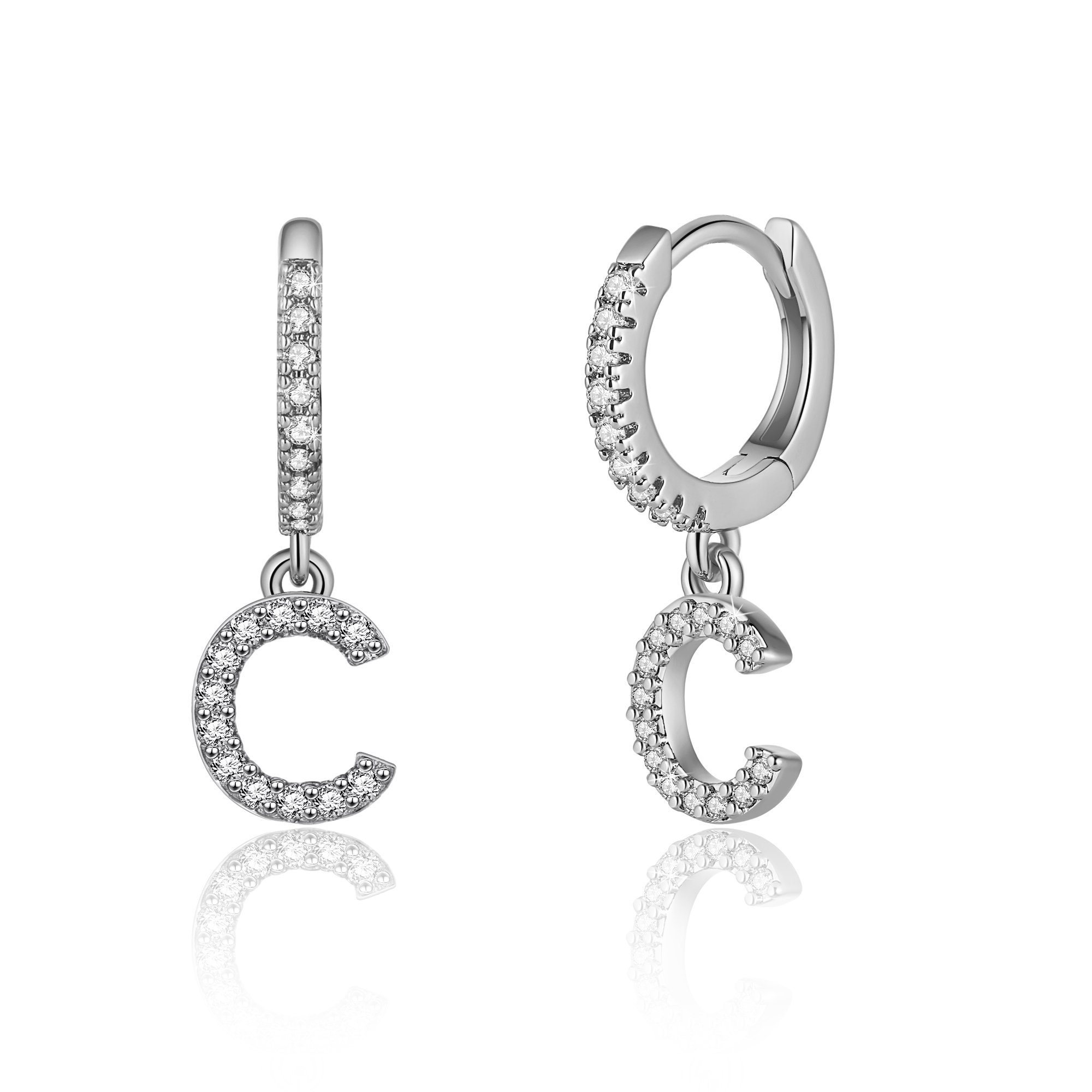 Turandoss Initial Hoop Earrings for Women 14K Gold Plated Personalized Letter A-Z Cz Huggie Dangling Hypoallergenic Jewelry Birthday Gifts for Women Teen Girls