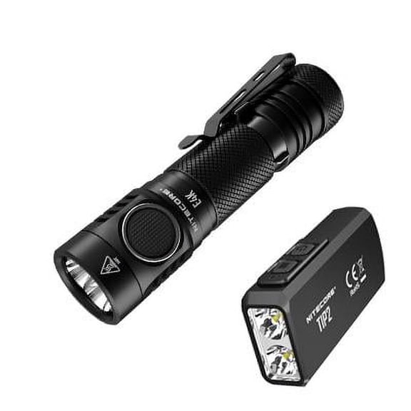 Combo: NITECORE E4K Next generation Flashlight - 4400 Lumens w/Tip2 Keychain Light -720 Lumens