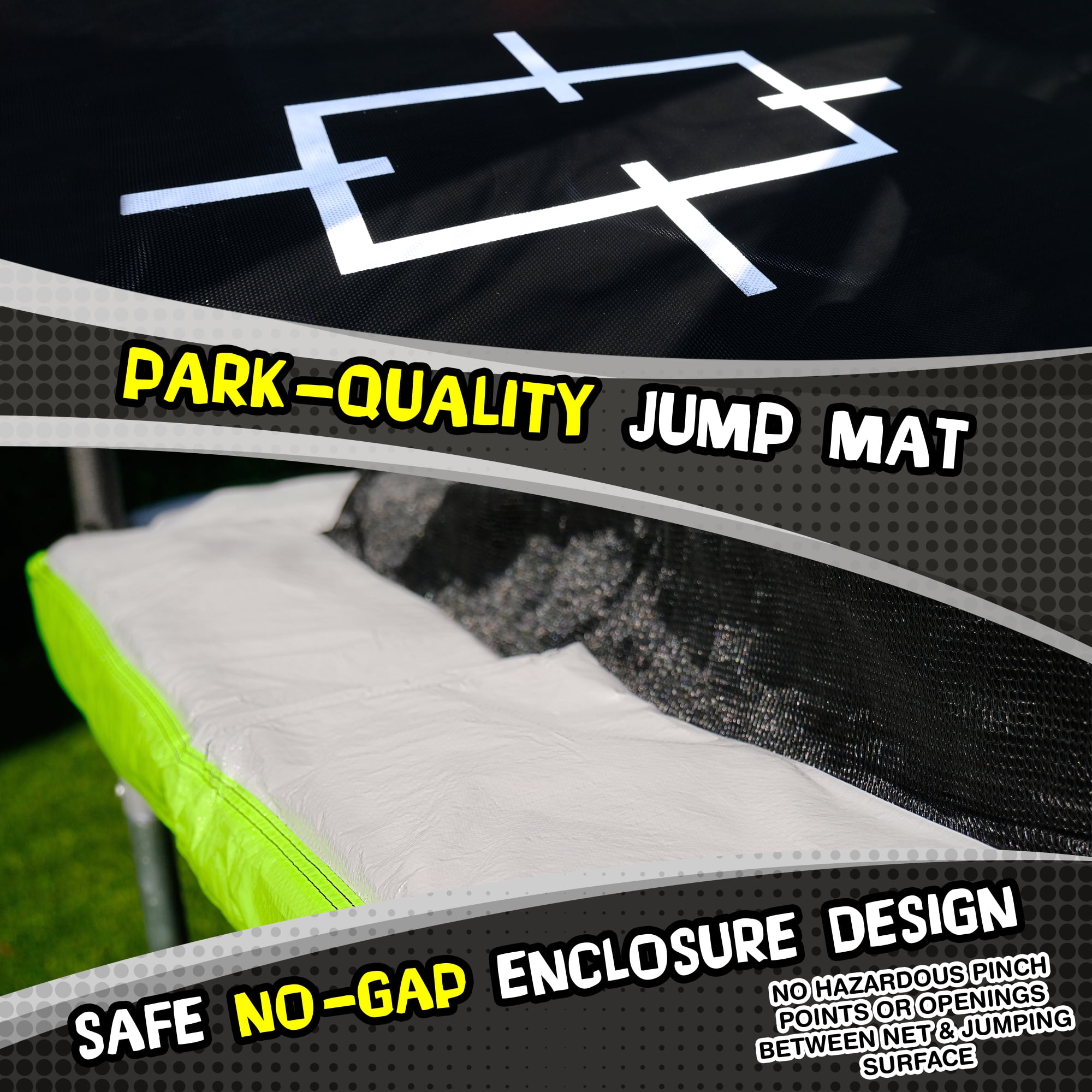 Sportspower TruJump 12' x 6' BattleBall Trampoline with Enclosure, Green