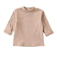 thumbnail image 2 of Zwiiyzr 2024 Toddler Turtleneck Baby Boy Girl Thermal Underwear Solid Color Long Sleeve Shirt Mock Neck Shirt Turtleneck Blouse Fall Winter Clothes Khaki-12-18 Months, 2 of 2
