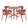 thumbnail image 2 of WestinTrends Playa 5-Piece Modern Patio Round Dining Table Set with Stackable Patio Dining Chairs, Red, 2 of 15