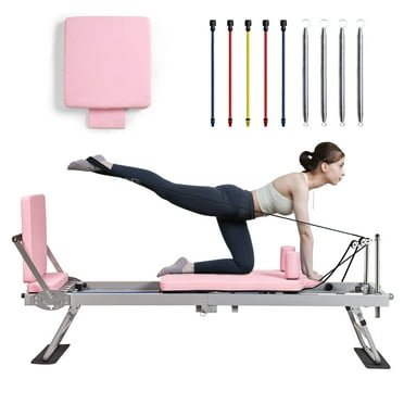 Annualring Foldable Pilates Reformer,Pilates Machine & Equipment with with Jump Board,for Home Use and Gym Workout,Adjustable Resistance, Full-Body Pilates Trainer,up to 300LB Weight Capacity,Pink