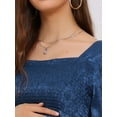 thumbnail image 5 of INSPIRE CHIC Women Smocked Maternity Tops Square Neck Long Sleeve Shirts Basic Pregnancy Blouses S Blue, 5 of 6