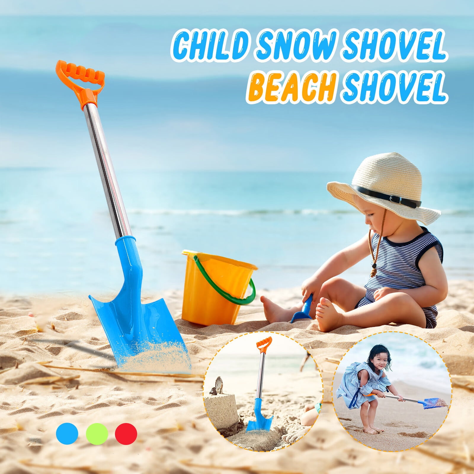Plutyo Children's Snow Shovel Children's Beach Shovel With Stainless