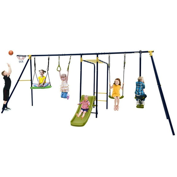 Barara King Swing Chair, Swing Chair Bench, Swing Seat, 7-in-1 Stable A-shaped Outdoor Swing Set for Backyard
