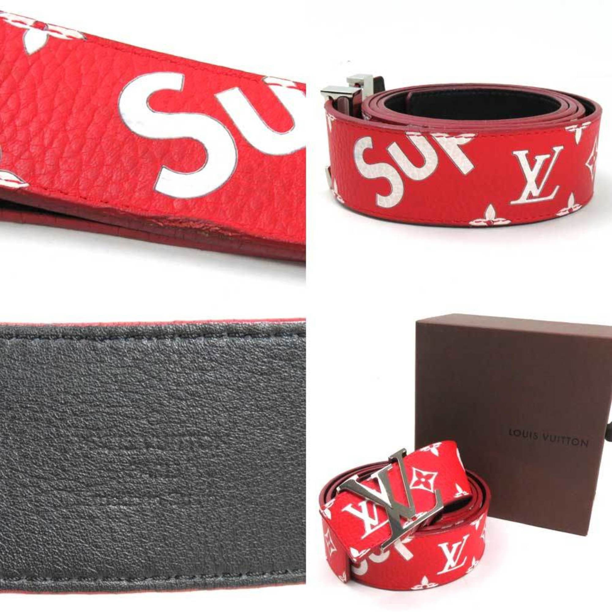 Used Louis Vuitton Belt Monogram Supreme Saint-Hul LV Initial Red Leather  Men's MP015 