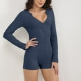 thumbnail image 2 of Ensemble de Pyjama Bodycon pour Femmes Printemps Aguichant Col en V Manches Courtes Combishort, 2 of 4