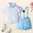 thumbnail image 2 of Tiweut Boys 2 Piece Outfits Gentleman Short Sleeve Lapel Bow Shirt Suspenders Summer Shorts Clothing Suits for Boy 12-18 M, 2 of 7