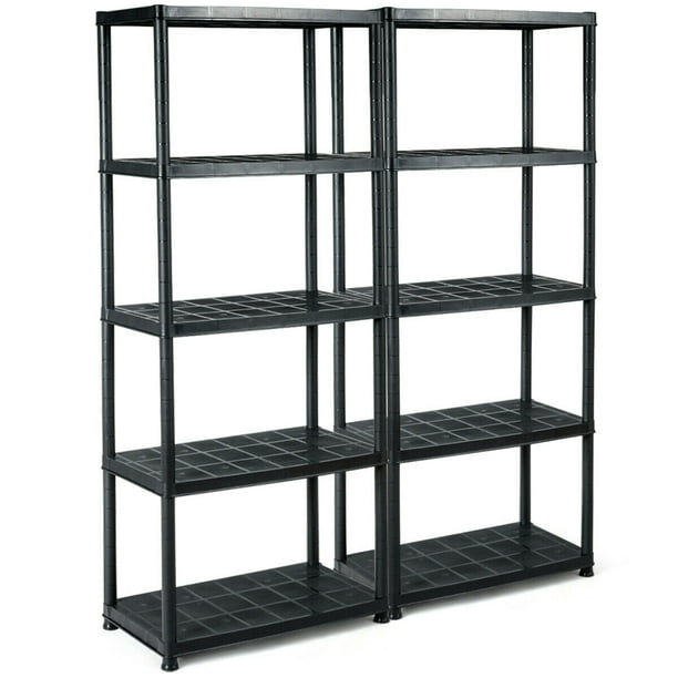 Gymax 2 PCS 5Tier Ventilated Shelving Storage Rack Free Standing Multi