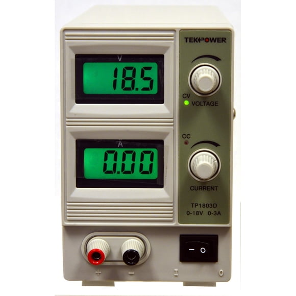 Tekpower TP1803D Lab Grade Variable Linear DC Power Supply, 0-18V @ 0-3A PC, with Alligator Cable and Power Cord,for Labs