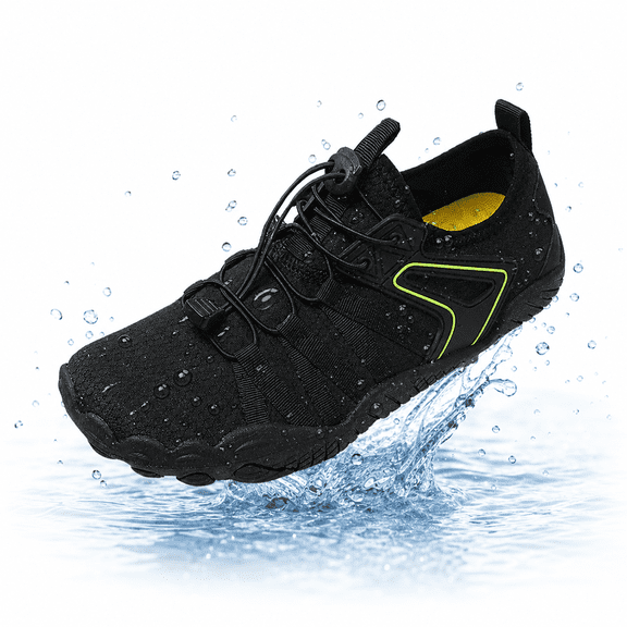 XUNKUSGA Water Shoes Men Women Summer Quick Dry Wide Toe Non-Slip Aqua Shoes Casual Adjustable Barefoot Sock for Beach Hiking Diving Boating,Black,5.5