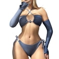 thumbnail image 1 of Cathalem Bikinis for Women Sporty Two Piece Swimsuits Color Block Full Coverage Bathing Suits,Blue L, 1 of 5