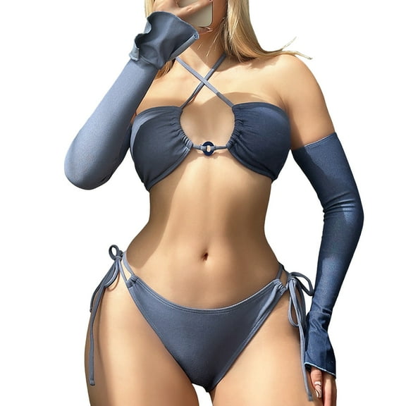 RUTAYY Swimwear 3PCS Bathing Suit Women's Bikini Swimsuit High Waist Bikini Set Swimsuit Beach Vacation Beachwear