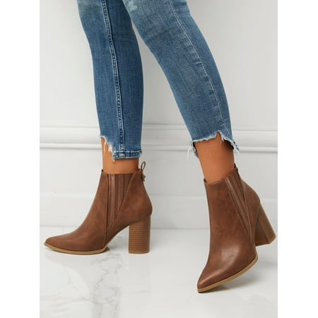 

Stitch Detail Point Toe Chunky Heeled Classic Boots Women‘s Footwear