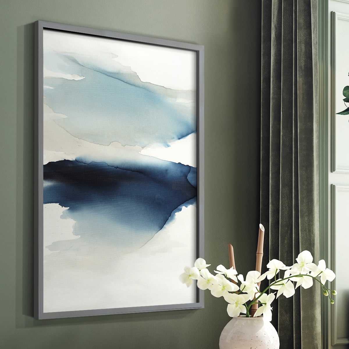 Waves I Framed Print in Gray Solid Wood 22 x 28 Framed Print