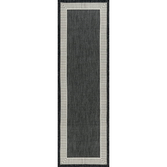 Tayse Eco Area Rug ECO1100 Transitional Black Banded Rows 2' 7" x 9' 10" Rectangle