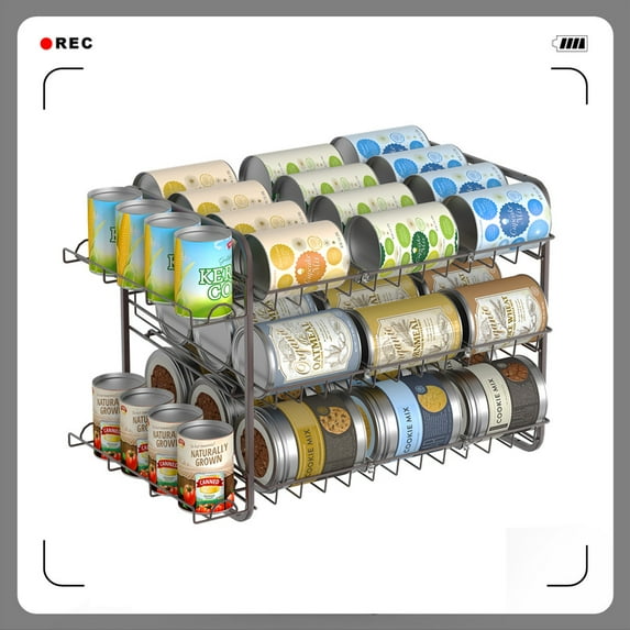 Auledio 3 Tier Can Rack Freestanding Stackable Can Storage Dispenser Holds 42 Cans for Kitchen Counter-top in Bronze
