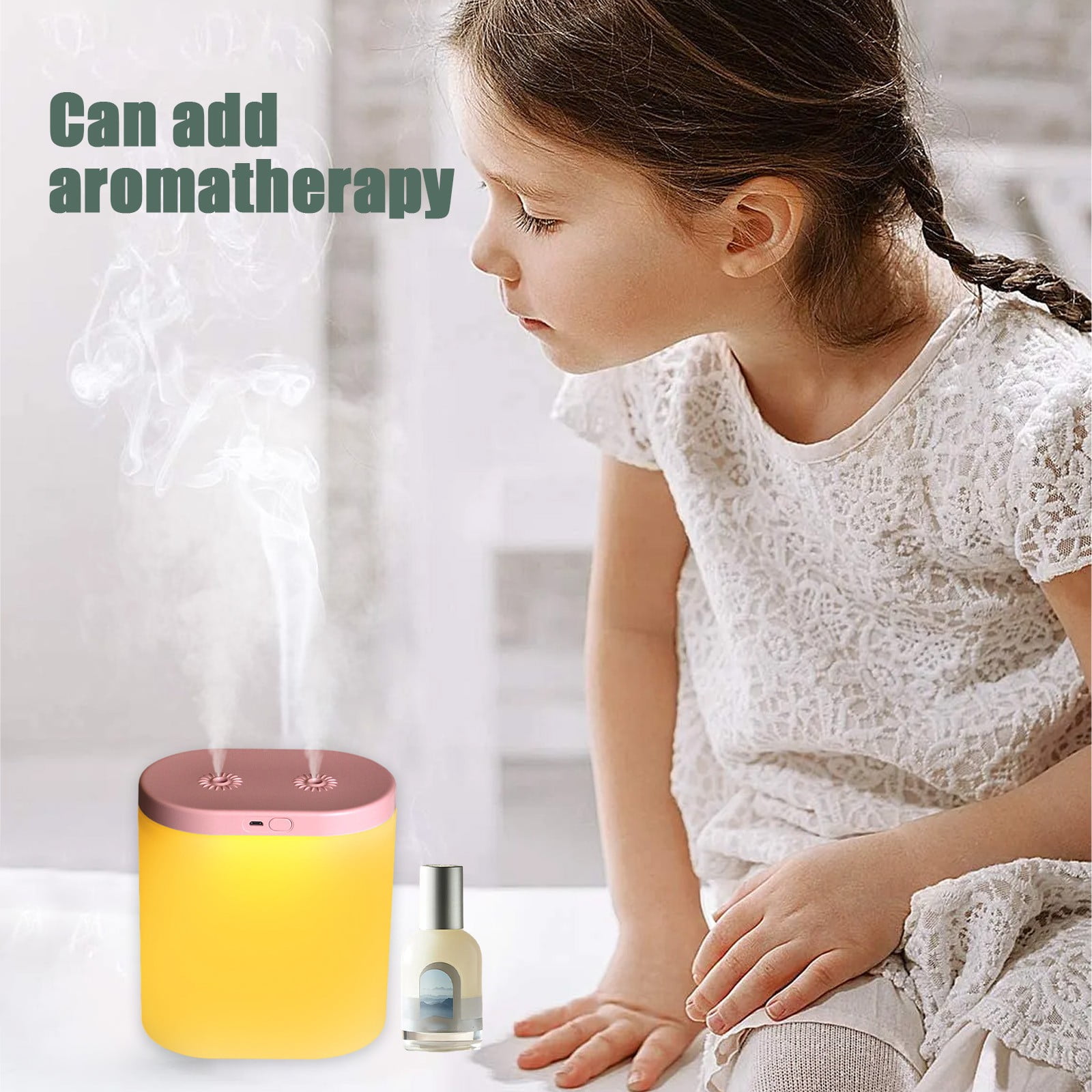 Humidifier Large Room,500Ml Mini Quiet Cool Mist Humidifier (Pink),Three Adjustable Modes,Air Humidifier for Home Baby Nursery & Plants