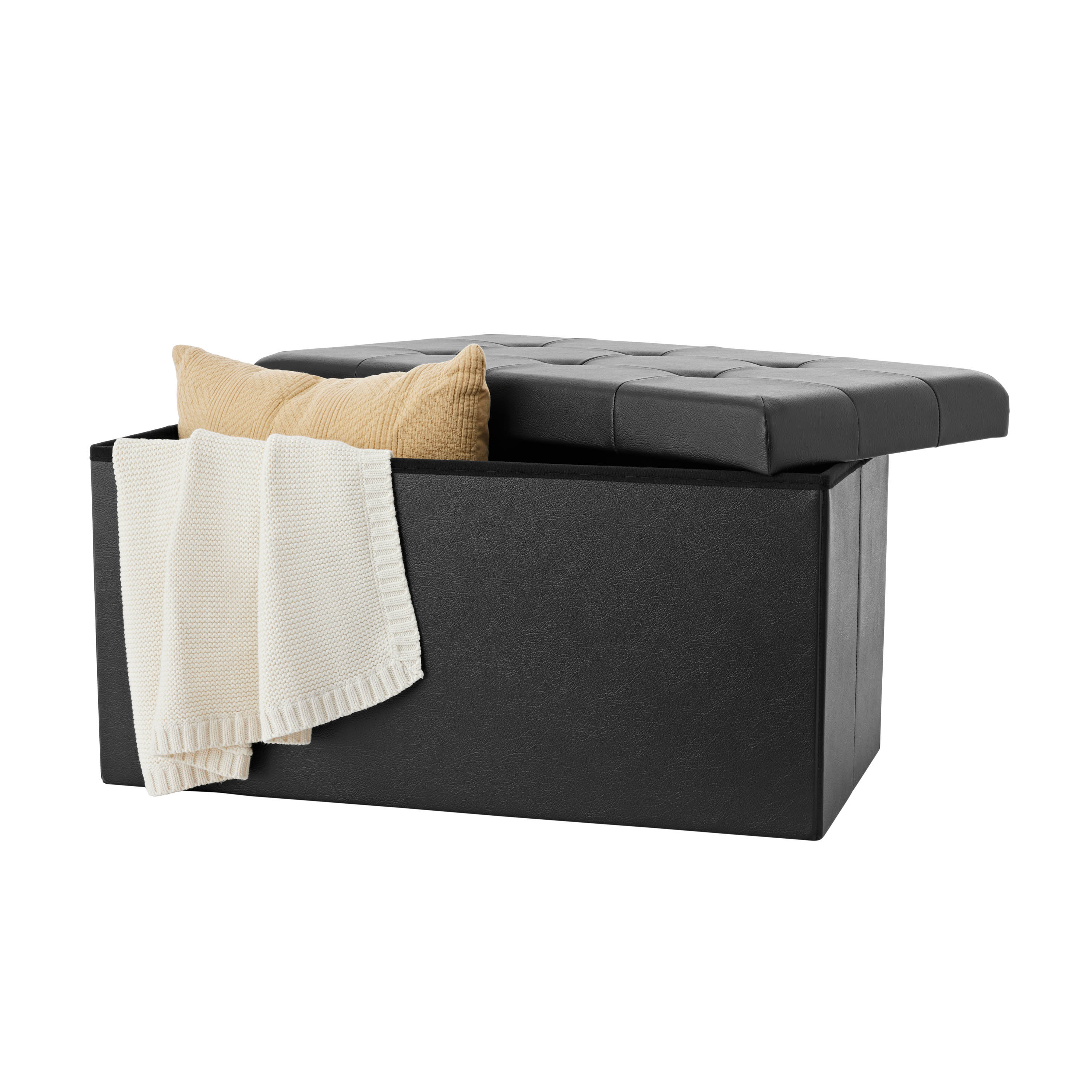 Mainstays 30 in Collapsible Storage Bench, Black photo 6