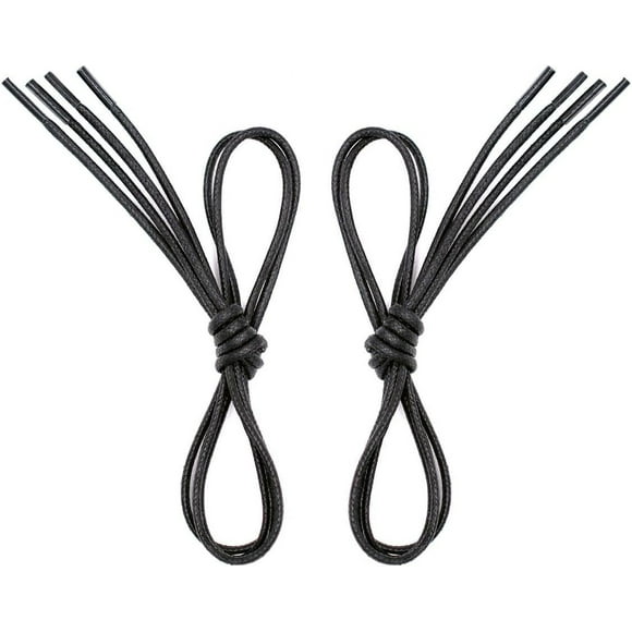 2 Pairs Premium Waxed Dress Shoelaces, 3/32" Thick Shoe Laces for Boots Oxford Dress Shoes (24"/28"/32"/36"/40")