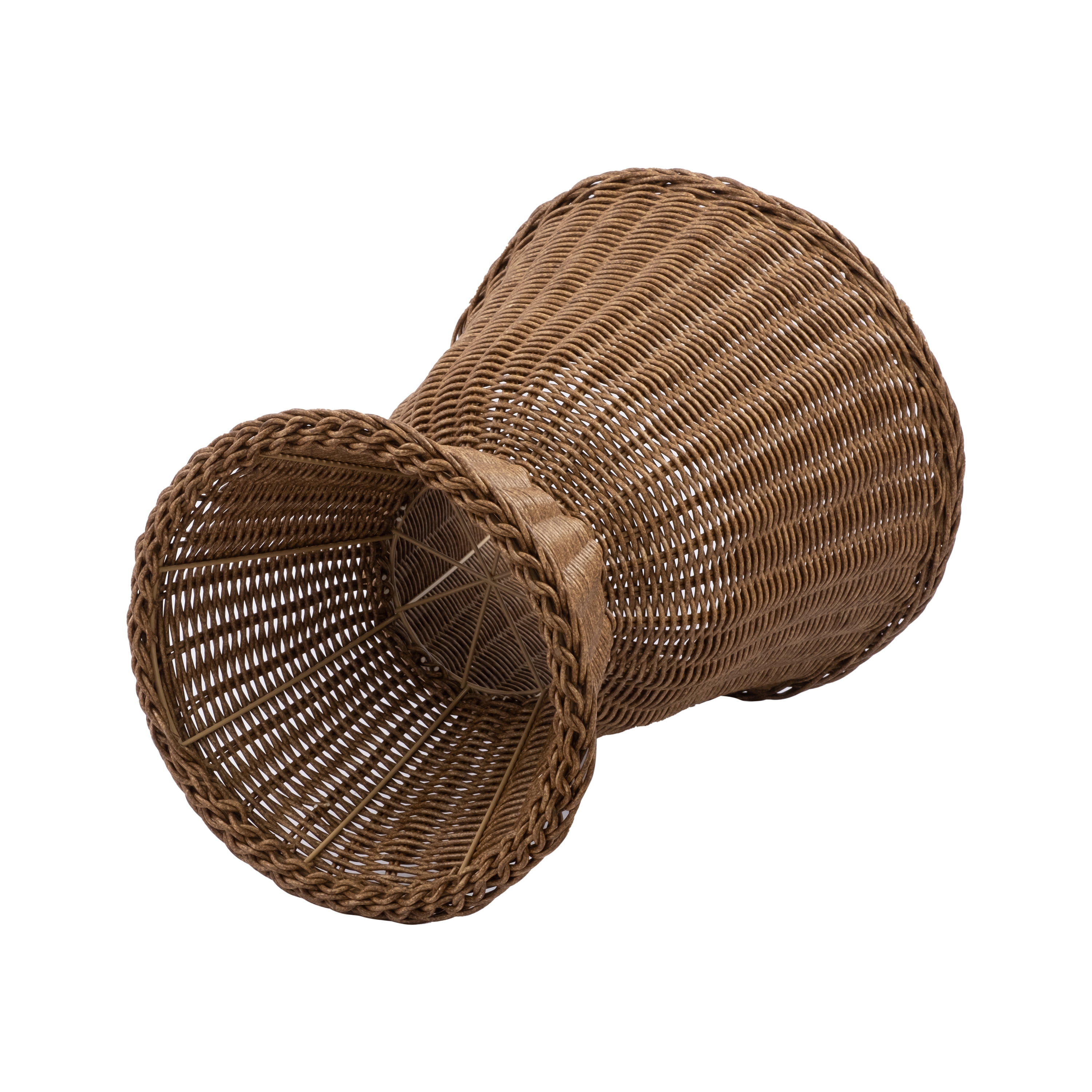 My Texas House 14" Brown Woven Urn-Style Planter with Decorative Scalloped Rim and Transparent Inner Lining
