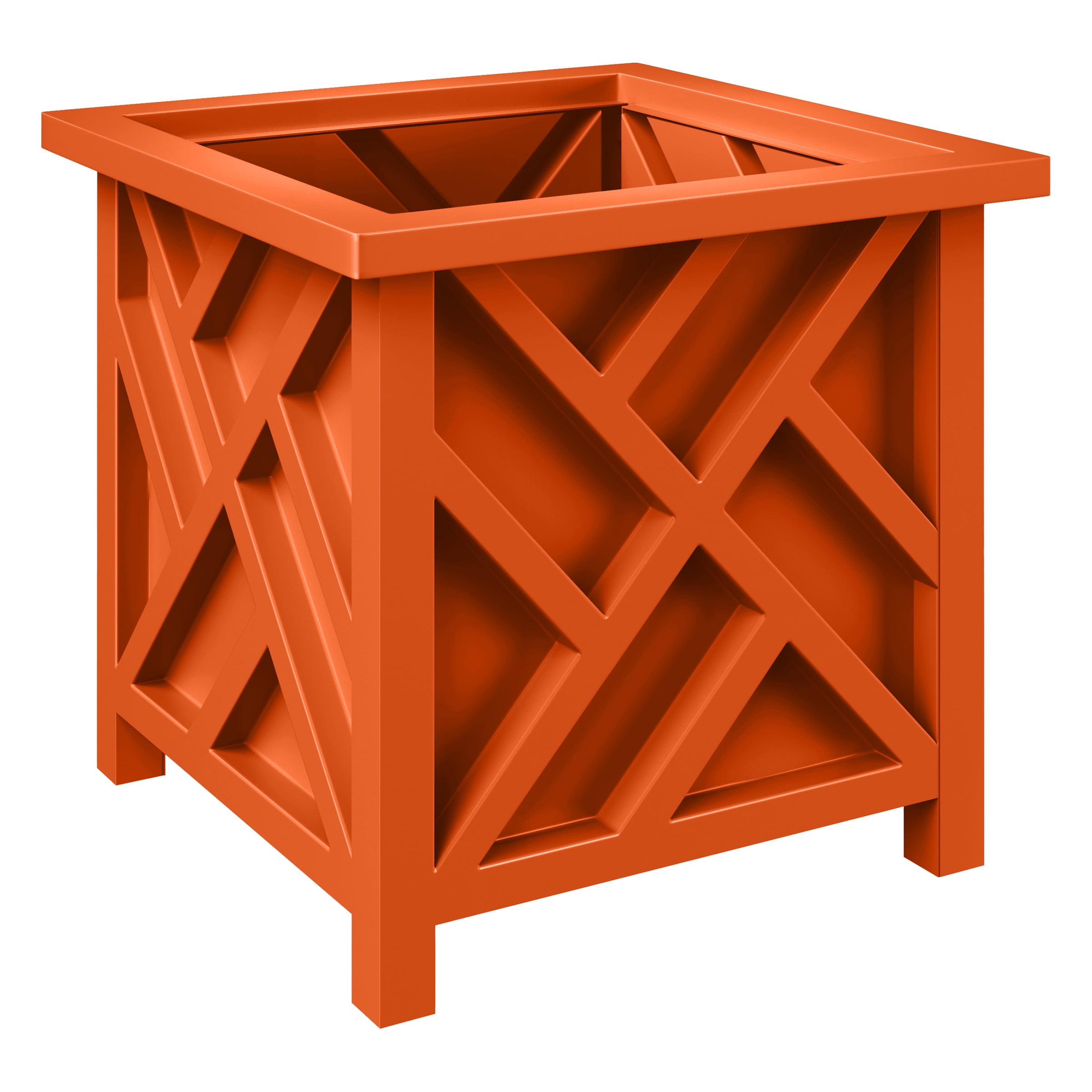 Pure Garden Outdoor Lattice Planter Box - 15.5-Inch Plant Pot, Terracotta