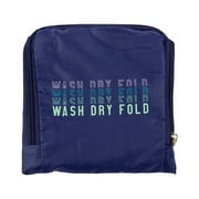 Miamica Blue "Wash, Dry, Fold, Repeat" Travel Expandable Laundry Bag Drawstring
