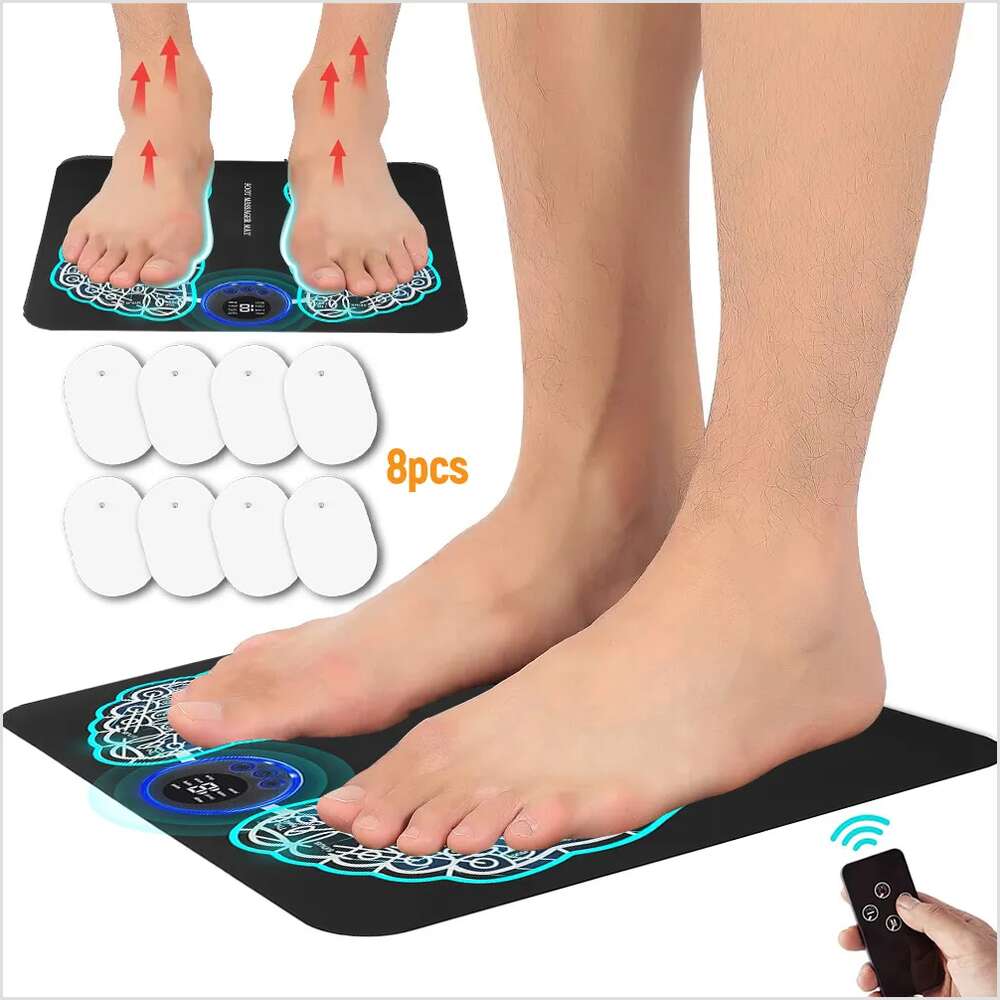 Electric EMS Foot Massager Leg Reshaping Pad Feet Muscle Stimulator Mat Remote