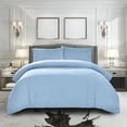 thumbnail image 1 of Duvet Cover Queen [3-Piece, Light Blue] - 1 Comforter Protector with Zipper Flap and 2 Pillowcases - Hotel Luxury 1800 Brushed Microfiber -  Ultra Soft, Cool and Breathable Comforter Cover, 1 of 7