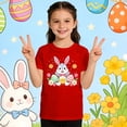 thumbnail image 5 of Shadoumai Kids Easter Shirts Girls Easter's Day Letter Graphic Printed Crewneck Short Sleeve T Shirts Fashion Casual Vacation Tops Girls Summer Tops T-Shirts, 5 of 7