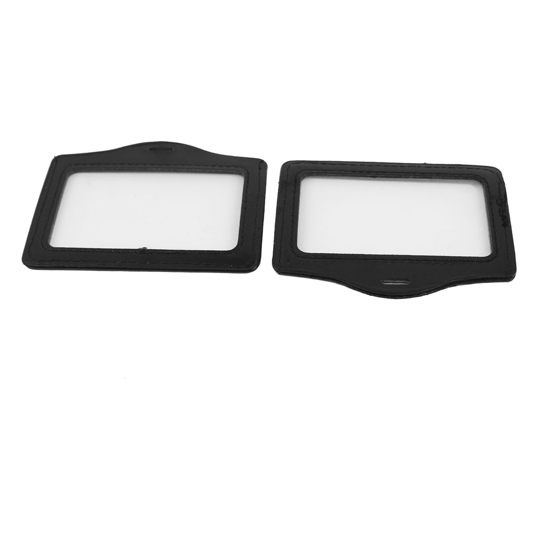 Faux Leather Horizontal Business ID Badge Card Holder Container Black 50 PCS