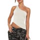 thumbnail image 1 of Gibobby Mujeres un hombro Top sin mangas Slim Fit Tank Top Sexy Streetwear blusa Tops(Blanco,G), 1 of 5