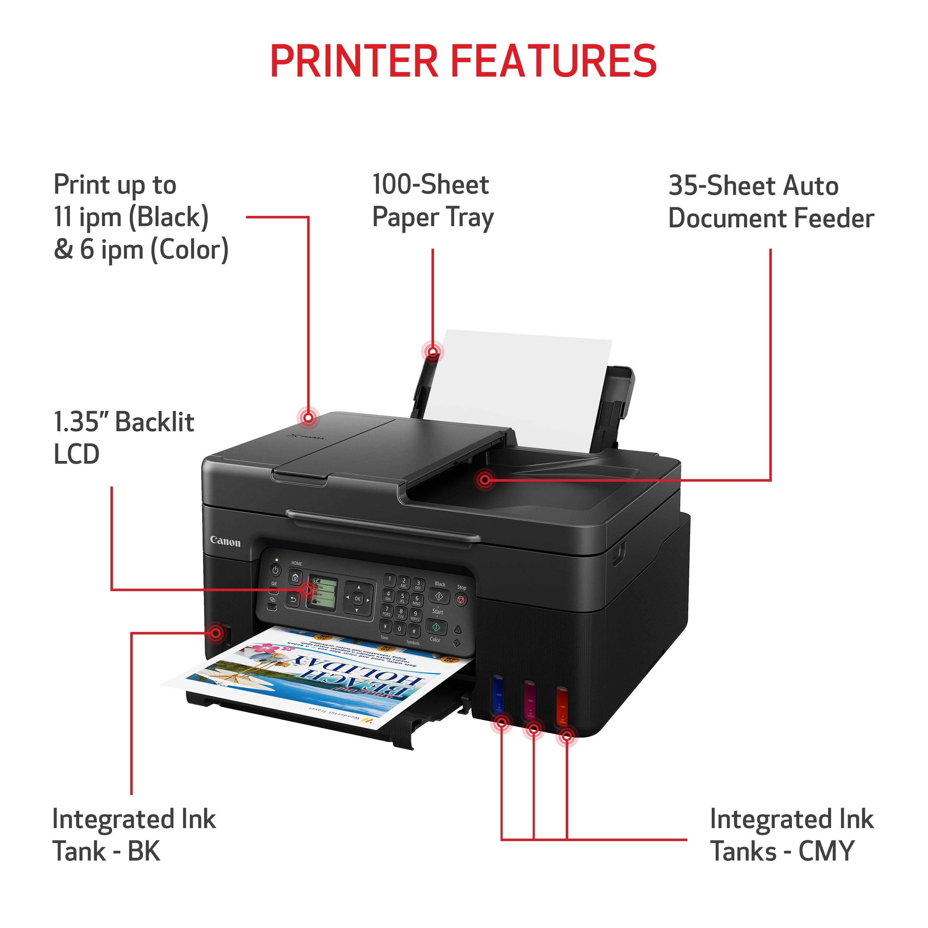 Canon - Imprimante tout-en-un sans fil PIXMA MegaTank G4270, Noir