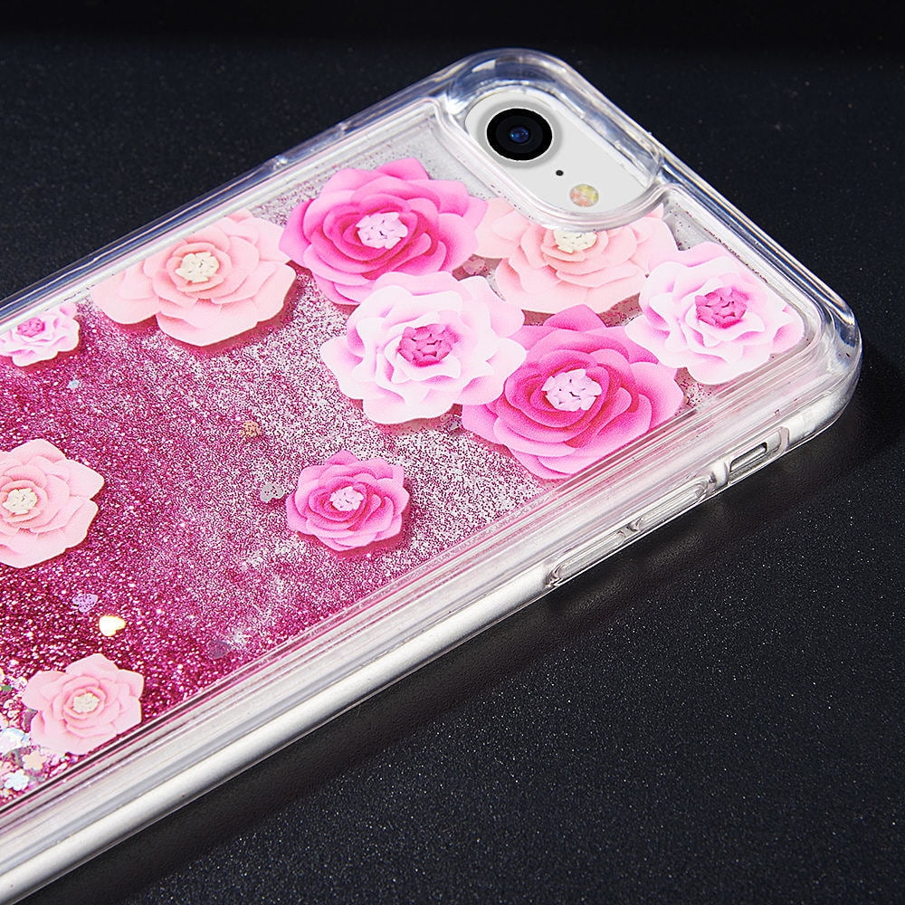 SUMACLIFE Sparkling Waterfall "Summer Rose" Protective Phone Case for Apple iPhone 7 or iPhone 8 (Exact Perfect Fit)