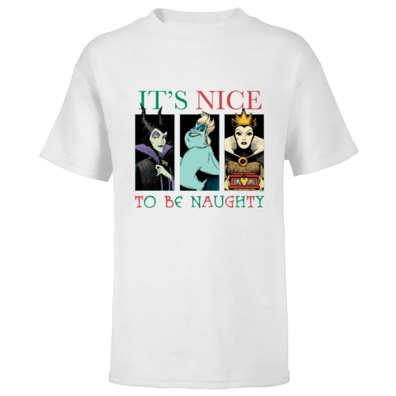 Disney Villains Holiday Christmas It’s Nice to Be Naughty - Short Sleeve T-Shirt for Kids - Customized-White