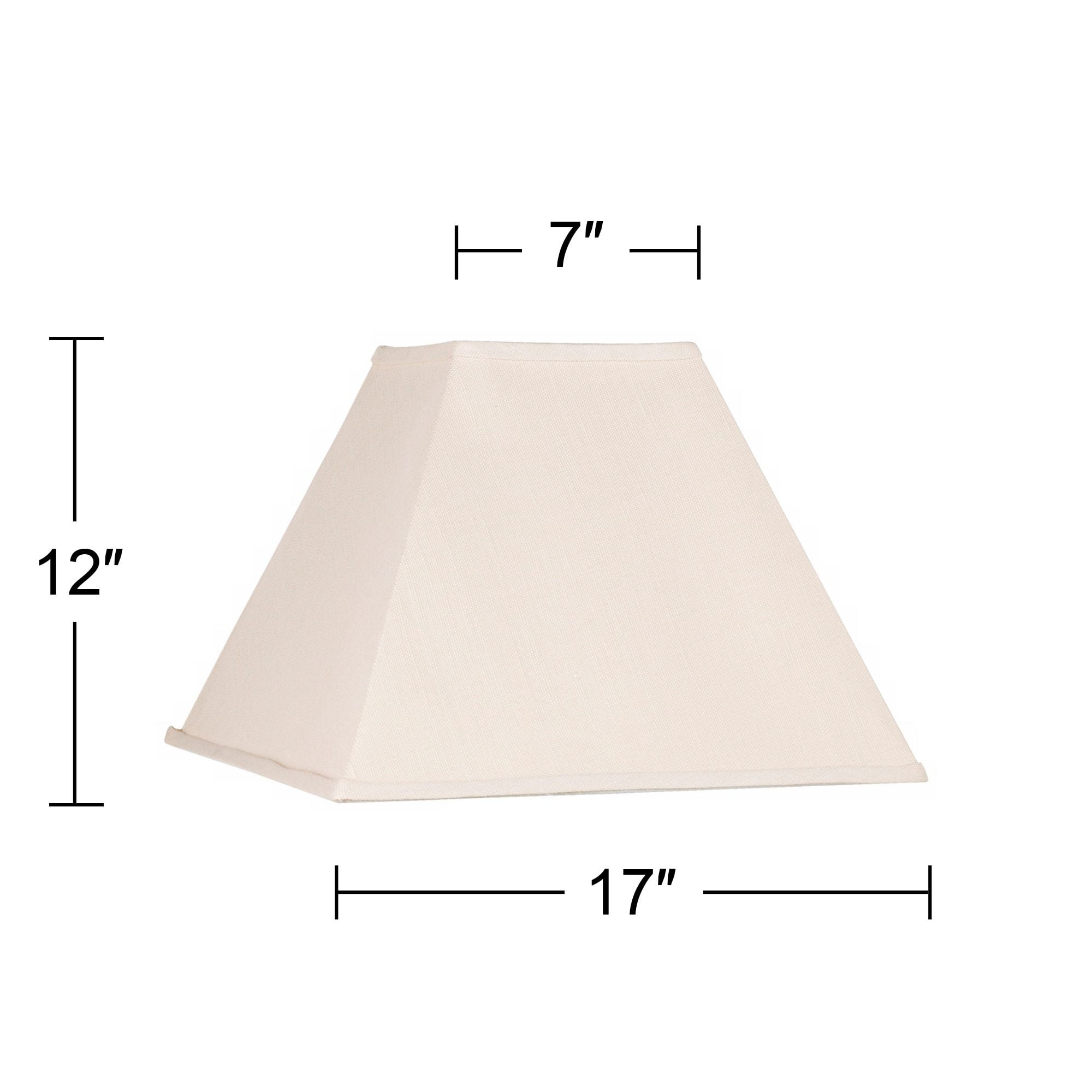 Springcrest Collection Set of 2 Square Lamp Shades Beige Large 7" Top x 17" Bottom x 13" Slant Spider with Replacement Harp and Finial Fitting
